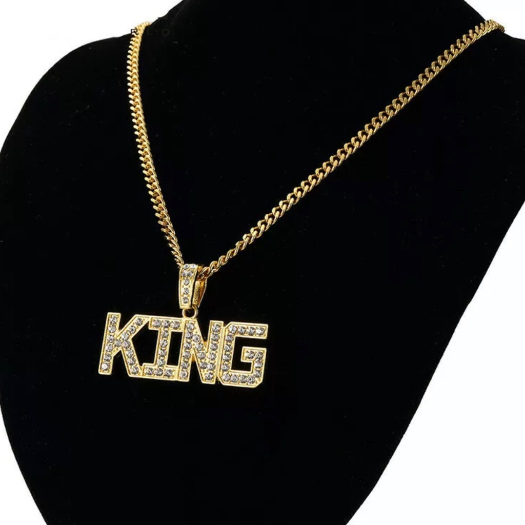 New Hip Hop Bling Pendant King Goldtone Chain 28